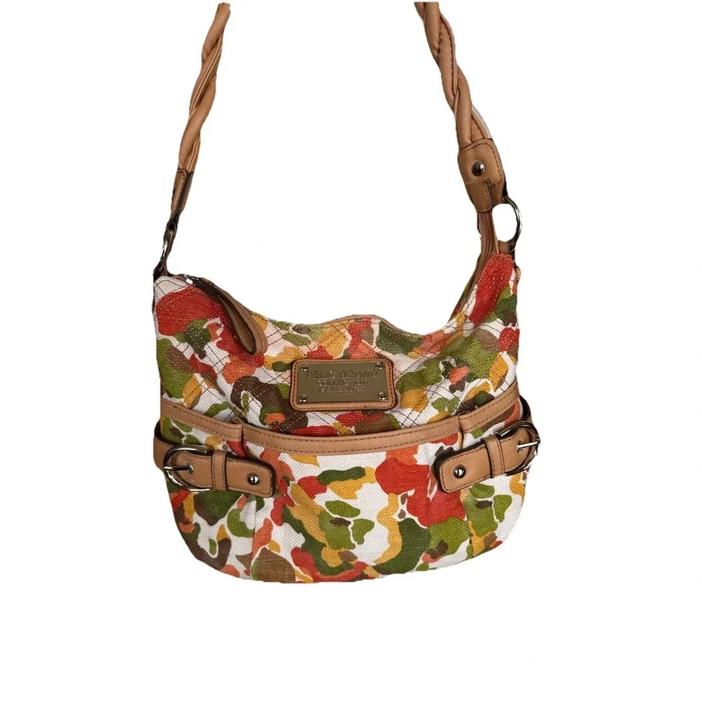 Relic Brand Collection Purse Handbag Canvas Orange Yellow Green Floral Camo